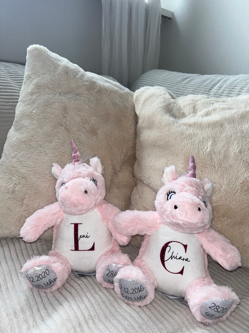 Personalisiertes Kuscheltier/ Stofftier / Geschenk zur Geburt / Geschenk Kinder / Geschen Weihnachten / Geschenk Geburtstag / Geschenk Taufe Einhorn