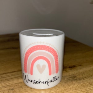 Spardose / Wunscherfüller / Spardose für Kinder / Geschenk für Kinder / Sparen mit Kindern / Geldgeschenk für Kinder / Regenbogenspardose / Rosa