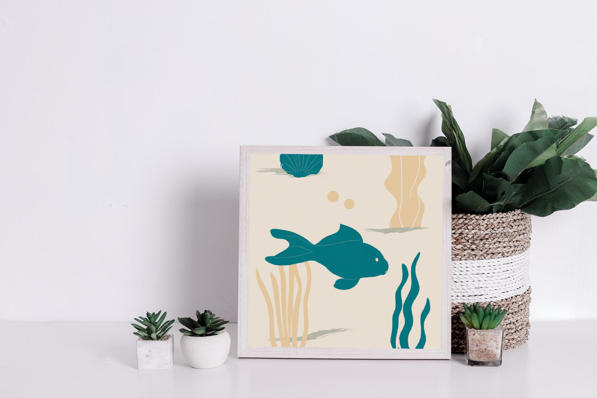 Sea Life Printable Artwork Poster, Fish Wall Decor, Bathroom Decor ...