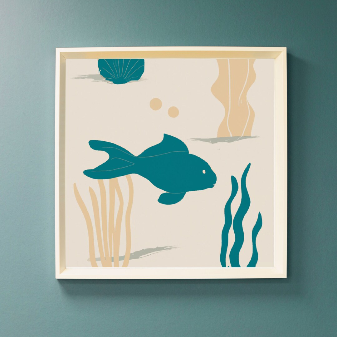 Sea Life Printable Artwork Poster, Fish Wall Decor, Bathroom Decor ...