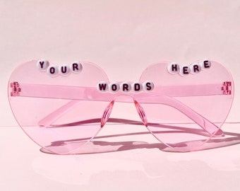 Custom heart sunglasses, bedazzled sunglasses, personalized party glasses, custom brunch sunglasses