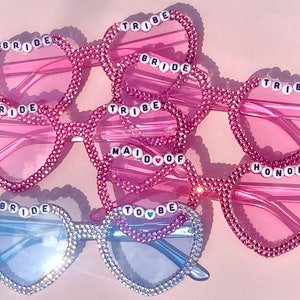 SALE: Bachelorette Sunglasses, Bedazzled heart sunglasses, bachelorette party favors, engagement party gift