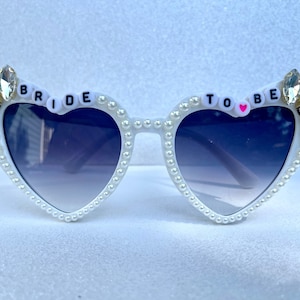 SALE: Bedazzled &quot;Bride To Be&quot; heart sunglasses, bachelorette sunglasses, bride gift, bedazzled sunglasses, wedding gift