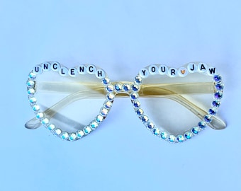 Gafas de festival, gafas de sol de corazón "Unclench Your Jaw", gafas de sol deslumbradas, traje de festival, gafas de sol rave