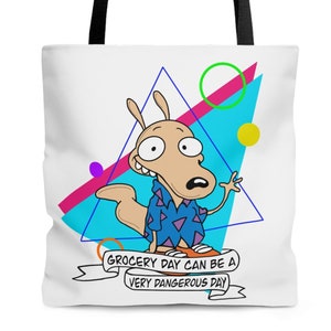 Rocko&#39;s Modern Life Tote Bag - Reusable Tote - Nostalgia - Nickelodeon - 90s - Grocery Day - Cute