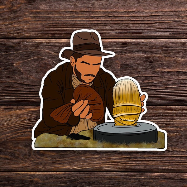 Indiana Jones Sticker OR Magnet - Raiders of the Lost Ark - Archeologist - Harrison Ford - Laptop Hydroflask Decal - Cute Gift - Pop Culture