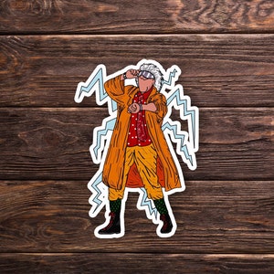 May include: A cartoon illustration of a man wearing a yellow coat, red shirt, and sunglasses. He is standing with his arms outstretched, surrounded by lightning bolts.