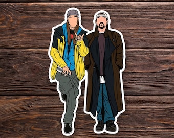 Jay y Silent Bob pegatina o imán - Empleados - Mallrats - Strike Back - Calcomanía de botella de agua de hidroflask portátil - Regalo lindo - Cultura pop