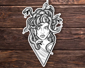 Medusa Sticker OR Magnet - Greek Mythology - Gorgon - Hand Drawn - Laptop Hydroflask Water Bottle Decal - Cute Gift - Pop Culture