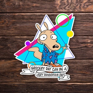 Rocko's Modern Life Sticker OR Magnet - Nickelodeon - Rocko - Grocery Day - 90s Cartoon - Holographic - Laptop Hydroflask Water Bottle Decal
