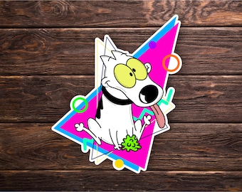 Rocko's Modern Life Sticker OR Magnet - Nickelodeon - Spunky - Dog - 90s Cartoon - Holographic Sticker - Laptop Hydroflask Water Bottle