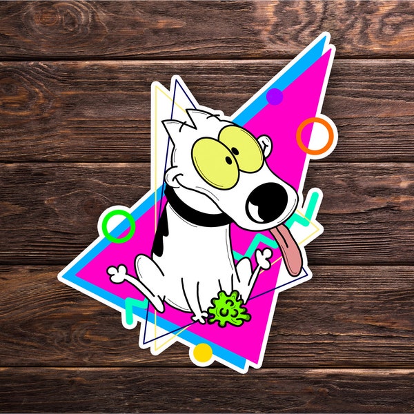 Rocko's Modern Life Sticker OR Magnet - Nickelodeon - Spunky - Dog - 90s Cartoon - Holographic Sticker - Laptop Hydroflask Water Bottle