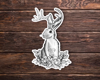 Jackalope Sticker OR Magnet - Hand Drawn - Cryptozoology - Laptop Hydroflask Water Bottle Decal - Cute Gift - Pop Culture