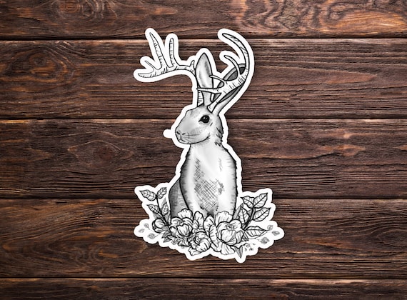 Jackalope Sticker OR Magnet - Hand Drawn - Cryptozoology - Laptop Hydroflask Water Bottle Decal - Cute Gift - Pop Culture