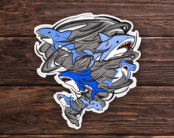 Sharknado Sticker OR Magnet - Funny - Hand Drawn - SciFI - Laptop Hydroflask Water Bottle Decal - Cute Gift - Pop Culture