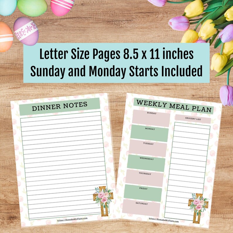 Easter Weekly Program Easter Weekly Meal Planner Printable, Spring Meal Planning Template ...