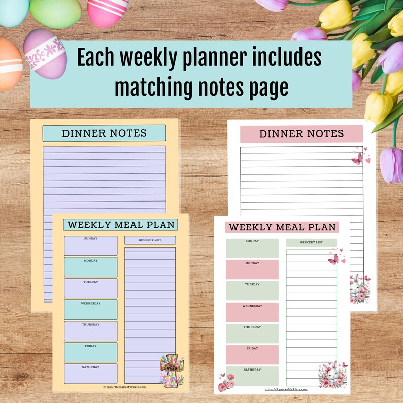 Easter Weekly Program Easter Weekly Meal Planner Printable, Spring Meal Planning Template ...
