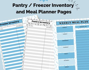 Inventario imprimible de despensa y congelador con planificador semanal de comidas (descarga digital)