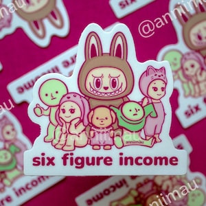 Six Figures | Vinyl Sticker | Funny Gacha Collectibles Smiski/Sonny Angel/Calico Critter inspired Matte Sticker for Laptop and Water Bottles