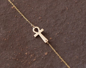 14k Solid Gold Key of Life Necklace for Women | Classic Key of Life Pendant Necklace | Religious Jewelry | Gift for Her | Valentine Gift