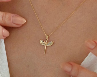 14k Solid Gold Guardian Angel Necklace for Women | Dainty Archangle Protection Necklace | Saint Micheal Pendant Necklace | Religious Jewelry