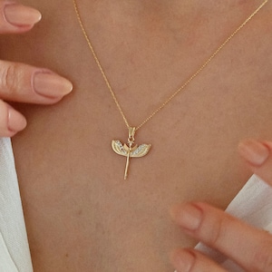 14k Solid Gold Guardian Angel Necklace for Women | Dainty Archangle Protection Necklace | Saint Micheal Pendant Necklace | Religious Jewelry