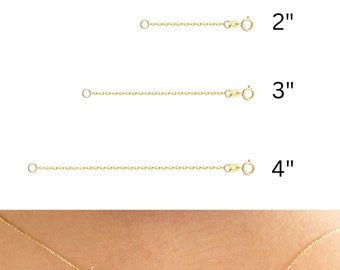 Solid Gold Chain Extender, 14k Solid Gold 2" | 3" | 4" | 5" Chain Options Yellow Rose or White Gold Options