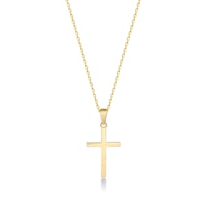 14k Solid Gold Cross Neclace for Women Classic Crucifix Pendant Necklace Guardian Angel Religious Jewelry Gift for Her, Valentine Gift image 6