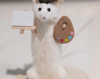Taxidermy mouse Bob Ross! Odditys / curiosity