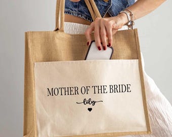 Mother of the Bride Tote Bag, Wedding Gift from Bride to Mom, Bridesmaid Tote, Bride Wedding Bag, Personalized Mother of the Bride Gift Tote