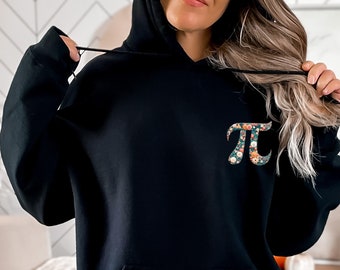 Floral Pi Symbol Hoodie, Math Teacher Gift