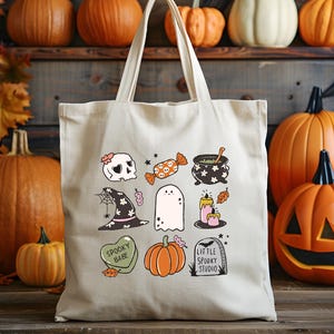 Little Boo-tiful Things Halloween Tote Bag, Retro Halloween Ghost Bag, Girly Halloween Bag, Fall Tote, Spooky Season Bag, Spooky Mama Gift
