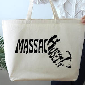 Massachusetts Map Tote Bag, Massachusetts Bag, Massachusetts Lover Gift, Home State Bag, Traveler Gift, Massachusetts Vacation Tote