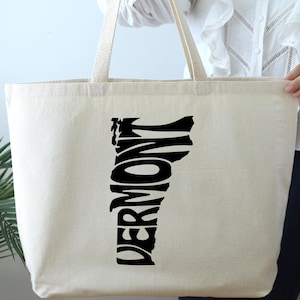 Vermont State Map Tote Bag, Vermont Travel Gifts, Vermont Favorite Bag, Vermont Travel Gift, State Bag, Vermont Silhouette Bag, Vacation Bag