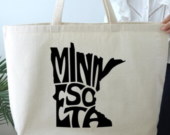 Minnesota Map Tote Bag, Minnesota Bag, Minnesota Lover Gift, Home State Bag, Traveler Gift, Minnesota Vacation Tote, Midwest Gift Bag