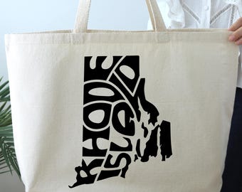 Rhode Island Tote Bag, Rhode Island Souvenir Gift, Canvas Tote Bag, Reusable Canvas Bag, Rhode Island Wedding Bag, Rhode Island Map Bag