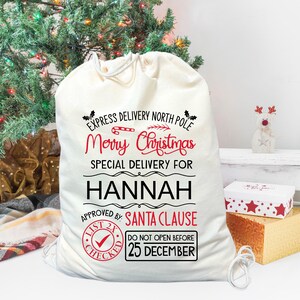 Express Delivery North Pole Bag, Personalized Santa Sack, Custom Santa Bag, Personalized Santa Gift Bag, Santa Toy Bag, Custom Toy Sack,