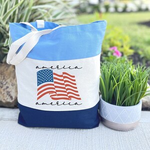 America Flag Tote Bag, Independence Day Gift, USA Tote Bag, Patriotic Gift Bag, Gift for Her,4th Of July Bag, American Bag, 4th Of July Gift
