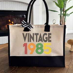 40th Birthday Gift, 1985 Vintage Birthday Gift Bag, 40th Birthday Tote for Women, Mother Gift, Unique Retro 40th Birthday Present