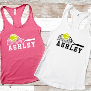 Custom Name Tennis Tank Top for Women, Game Day Tennis Racket Shirt, Tennis Player Gift, Team Tennis Gifts for Lover