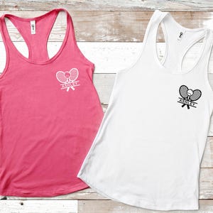 Personalized Tennis Tank Top for Women, Racerback Ladies Tennis Tank, Tennis Gifts, Pocket Racket Design Tank, Tennis Lover Gift