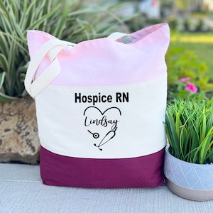 Personalized Hospice Nurse Tote Bag, Nurse Gift Idea, Hospice Nurse Bag, Nurse School Gift, Gift for Her, Hospice RN Bag, Canvas Tote Bag