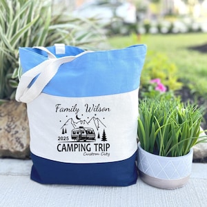 Personalized Camping Trip Tote Bag, Family Camper Totes, Camp Lover Gift Bag, Camping Trip Gift, Lake Bachelorette, Camp Life Bag