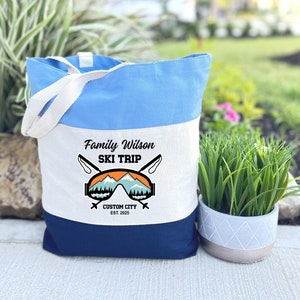 Personalized Ski Trip Bag, Custom Family Vacation Bag, Travel Organizer for Winters, Unique Gift for Ski Lovers, Skier Tote Bag