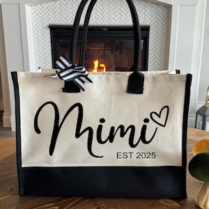 Personalized Mimi Heart Est.2025 Tote Bag, Mothers Day Gift, New Grandparent Bag, New Mimi Bag, Grandma To Be Gift, Gift For Mimi