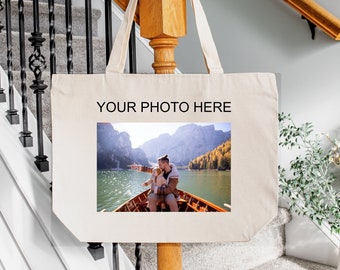 Custom Photo Tote Bag, Personalized Photo Printing Bag, Gift for Family, Photo or Text Print Bag,  Picture Tote Bag, Image Tote Bag