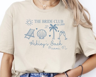 Bride Club Bachelorette Shirt, Custom City and Year Tee, Personalized Beach Bach Tee, Bride Squad Shirts Girls Trip Shirt, Weekend Tee