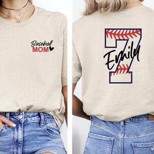 Personalized Baseball Mom Shirt, Baseball Mom Personalized Number Shirt, Custom Baseball Mama Gift Shirt