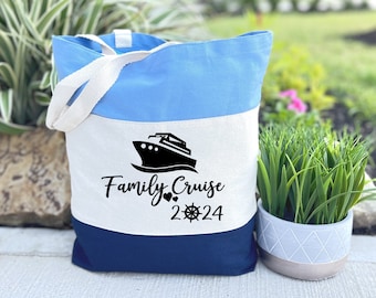 Personalized Family Cruise Trip Tote Bag, Cruise Birthday Tote Bag, Vacation Tote Bag, Canvas Tote Bag, Gift for Her, Ship Gift Bag