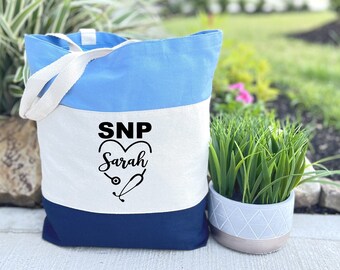 Personalized SNP Nurse Tote Bag, Nurse Gift Idea, SNP Tote Bag, Nurse School Gift, Canvas Tote Bag, Gift for Her, SNP Bag, Snp Gift Bag